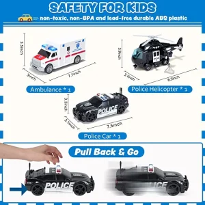 3Pcs City Hero Police Vehicle Toy Set