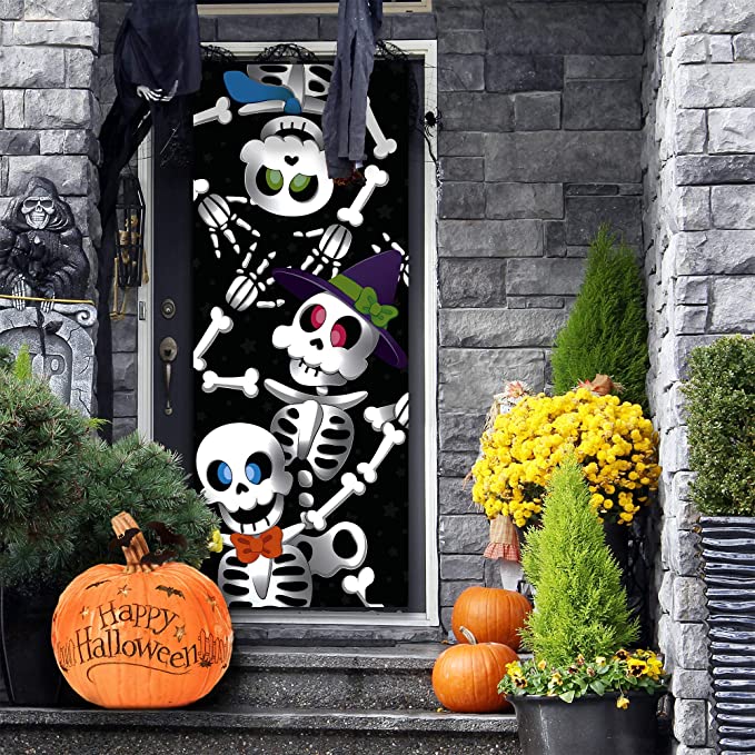 3pcs Cute Skeleton Family Door Cover 3D 30in x 72in