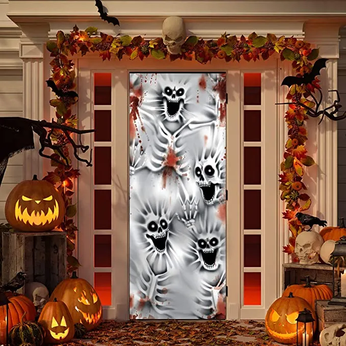 3pcs Skeleton Door Cover for Halloween 30in x 72in