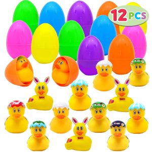 12pcs Prefilled Easter Eggs with Rubber Duck