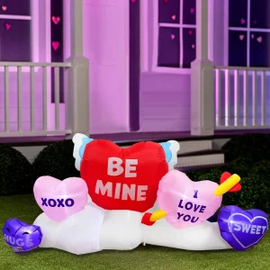 6ft Long Valentine’s Day Inflatable Hearts Blow Up Valentines Yard Decor