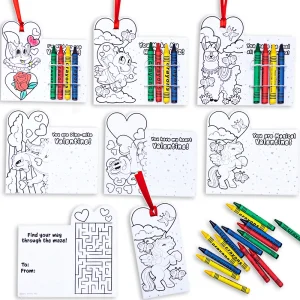 30Pcs Kids Valentines Cards Set With Crayons-Classroom Exchange Gifts