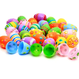 30Pcs Printed Jumbo Plastic Easter Egg Shells 3in