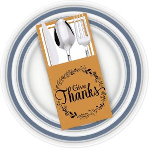 Thanksgiving Turkey Cutlery Decorative Utensil Holder, 36 Pieces