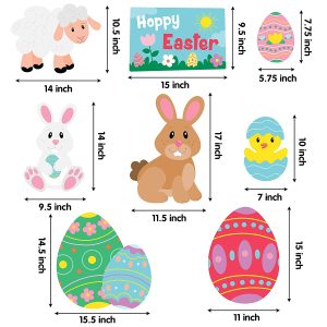 8pcs Outdoor Bunny Chick and Eggs Easter Yard Signs