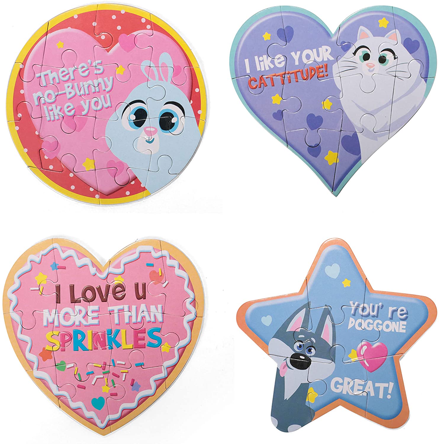 28 Valentines Day Prefilled Hearts with Jigsaw Puzzles for Kids