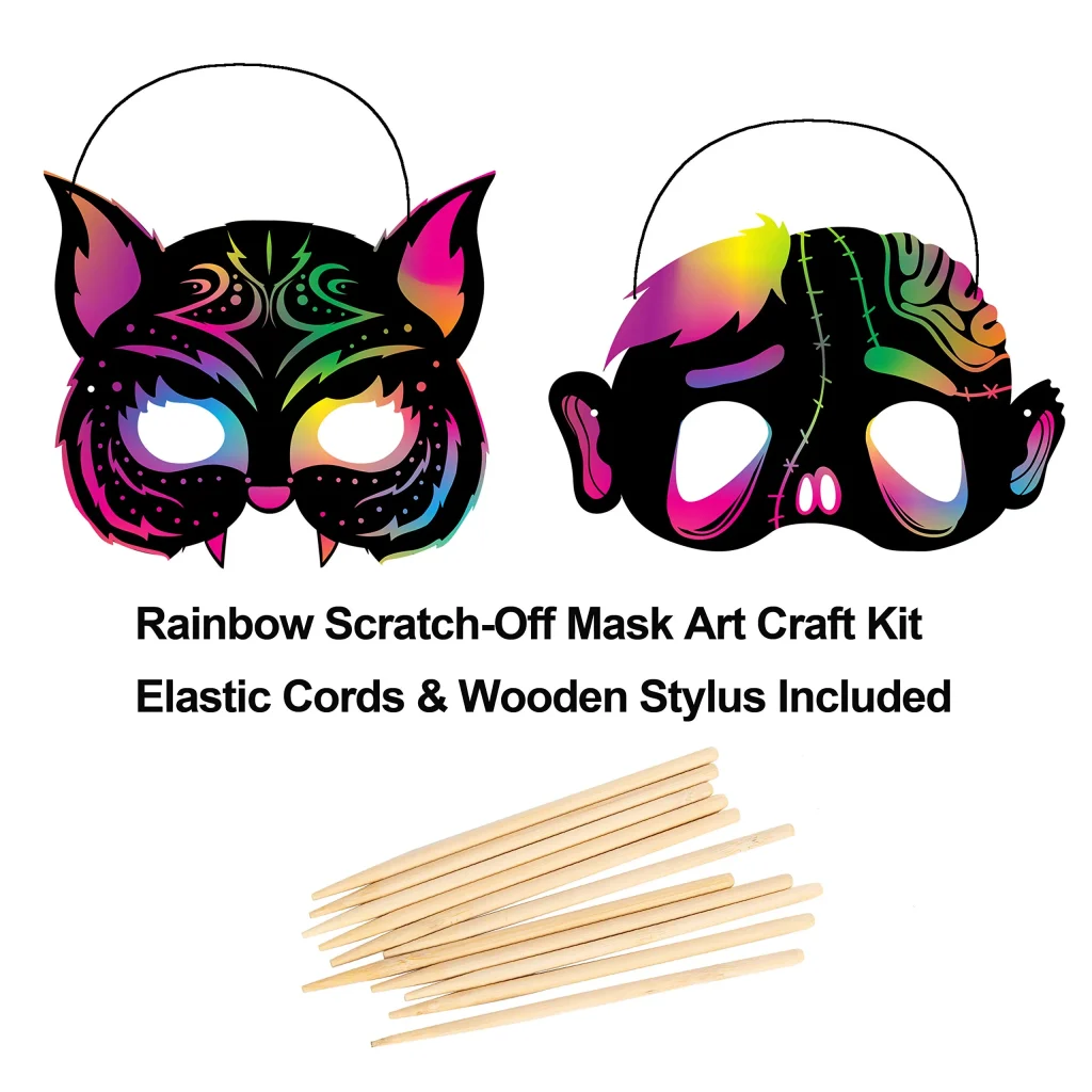  Halloween Scratch Paper Facemasks Rainbow Scratch Paper  Halloween Craft Kit Skeleton Cat Witch Pumpkin Bat Facemask Decorations for  Animal Birthday Party Halloween Kids Arts and Crafts (B, One Size) : Toys