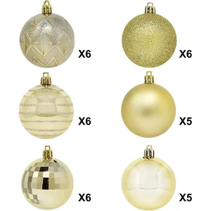 34pcs Gold Christmas Ball Ornaments