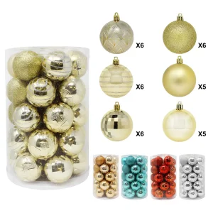 34pcs Gold Christmas Ball Ornaments