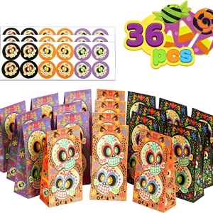 36pcs Day of the Dead Treat Bags with Stickers