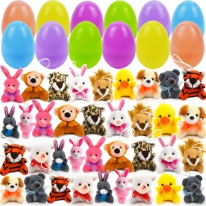 36Pcs 2.35in Animal Plush Toys Prefilled Easter Eggs for Easter Egg Hunt