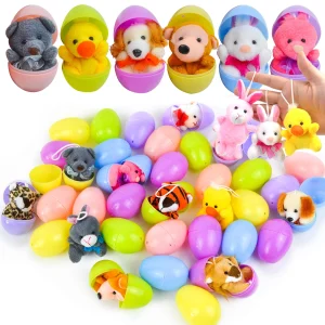 36Pcs 2.35in Animal Plush Toys Prefilled Easter Eggs for Easter Egg Hunt