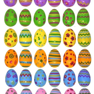 36Pcs Jumbo Plastic Printed Easter Egg Shells 3in