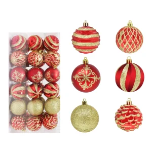 36pcs Red and Gold Christmas Ball Ornaments