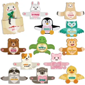36pcs Kids Valentine’s Animal Candy Cane Card Holder