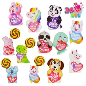 36Pcs Valentines Day Gift Cards Lollipop Candy Holder
