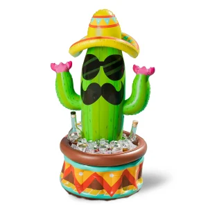 36in Inflatable Cactus Cooler with Sombrero Hat