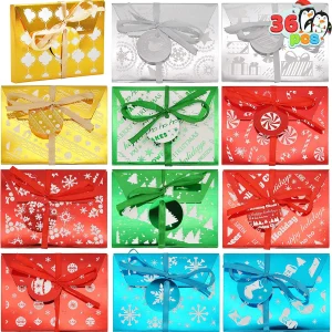 36pcs Christmas Foil Gift Card Box with with Ribbon Holder