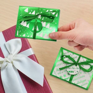 36pcs Christmas Foil Gift Card Box with with Ribbon Holder