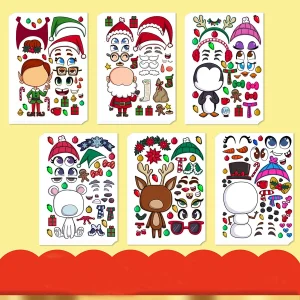 36pcs Kids Christmas Make a Face Sticker Sheets