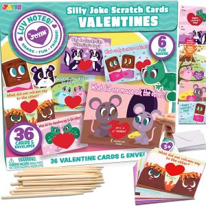 Valentines Silly Joke Scratch-Off Cards 36 Set with Envelops