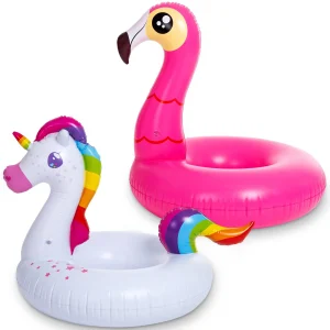 2pcs 39in Inflatable Pool Float Flamingo and Unicorn