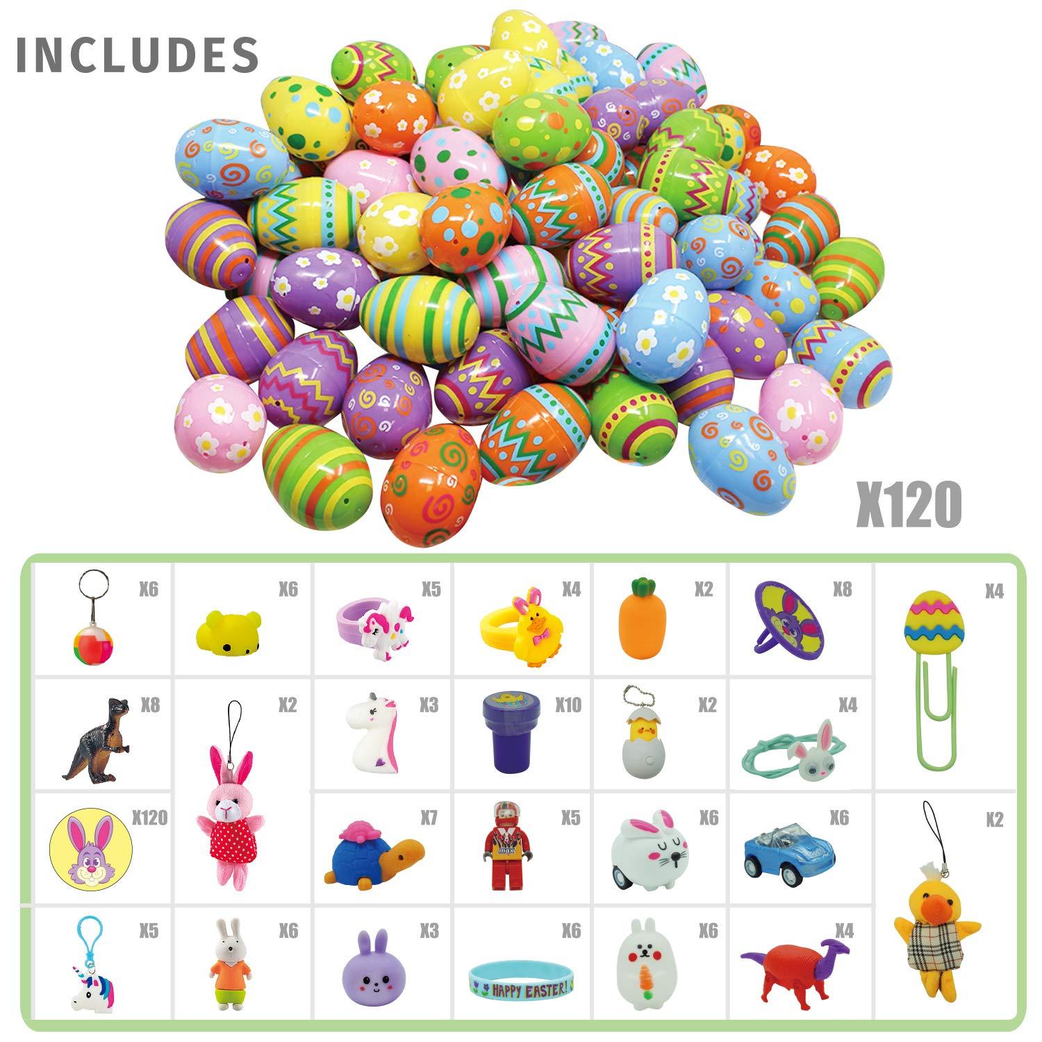 120 Pcs Prefilled Premium Printed Easter Eggs