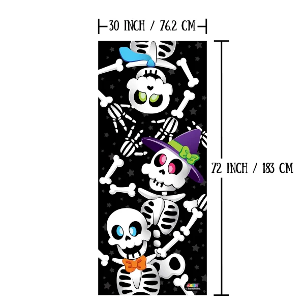 3D Halloween Cute Skeleton Door Cover 30in x 72in