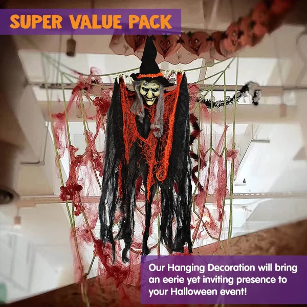 3Pcs Hanging Witch with Bendable Arms 35.3in