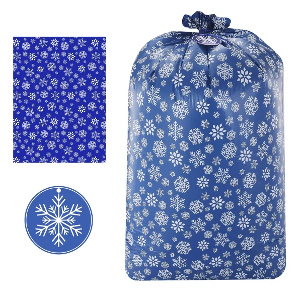 3pcs Large Blue Holiday Plastic Gift Bag