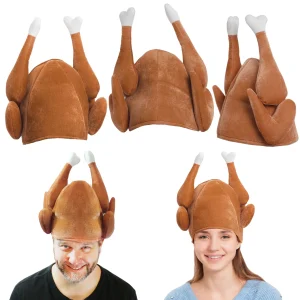 3Pcs Plush Roasted Turkey Hat