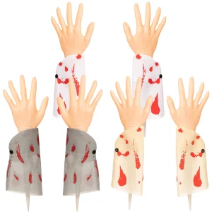 3Pcs Realistic Zombie Arm Stakes With Blood Stain