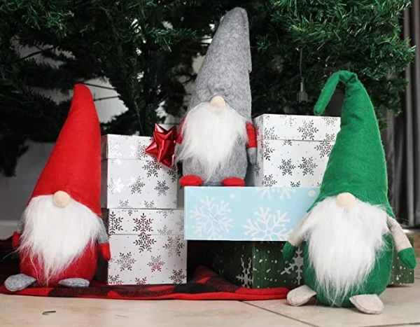3pcs Red Green Grey Swedish Christmas Santa Gnome