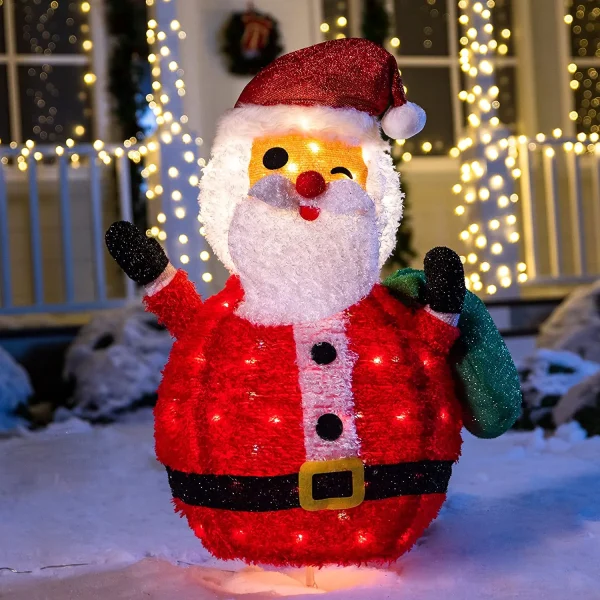 3ft 100 LED Plush Collapsible Santa