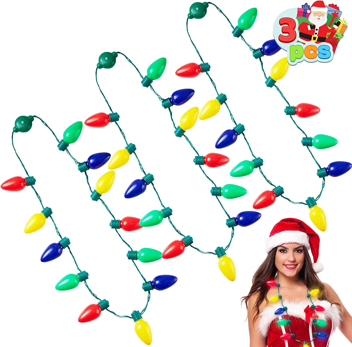 Windy City Novelties 20 Pack | LED Light Up Christmas Bulb Necklace Party  Favors : Amazon.in: Toys & Games