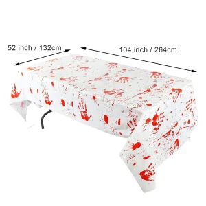 3pcs Halloween Bloody Handprint Tablecloth 104in x 52in