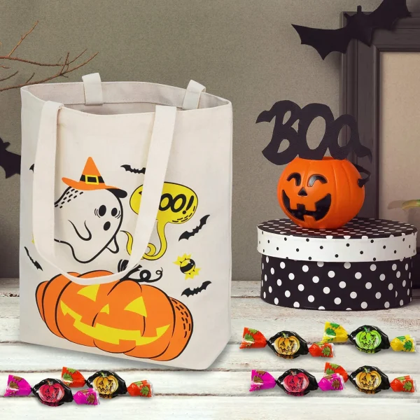 3pcs Halloween Tote Canvas Bag Large 13.75in