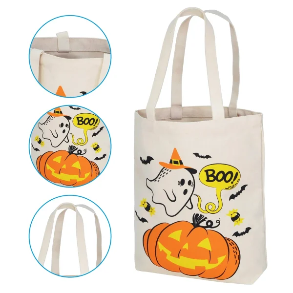 3pcs Halloween Tote Canvas Bag Large 13.75in