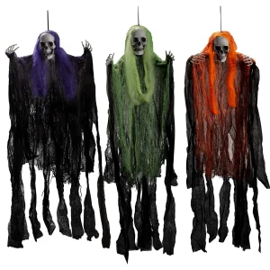 3pcs Hanging Skeleton Grim Reaper Decoration 35.3in