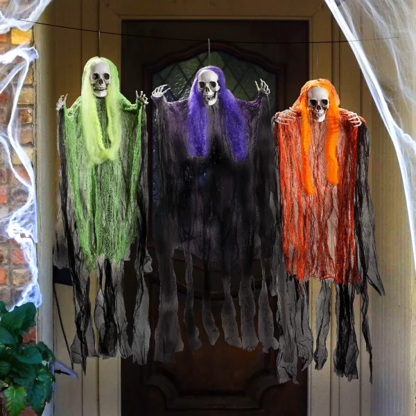 3pcs Hanging Skeleton Grim Reaper Decoration 35.3in