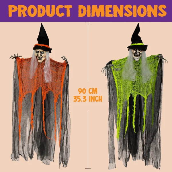3pcs Hanging Witch Halloween Decorations 35.3in
