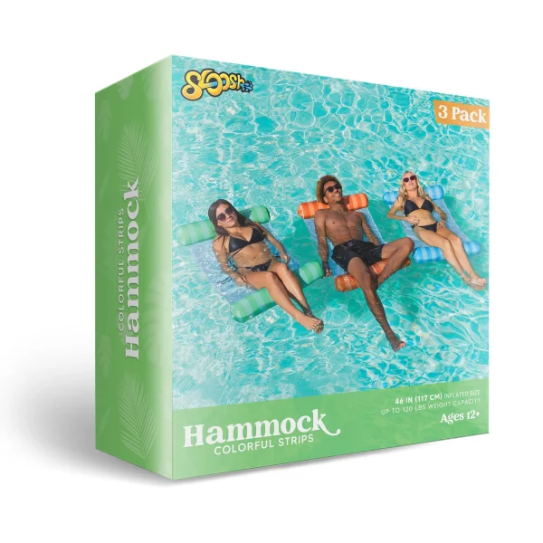 3pcs Inflatable Pool Float Hammock Green Blue and Orange