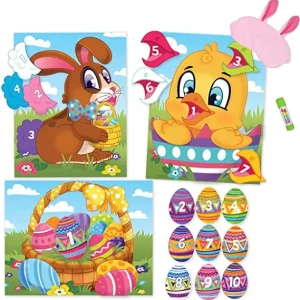 3Pcs Pin the Tail Easter Bunny Games