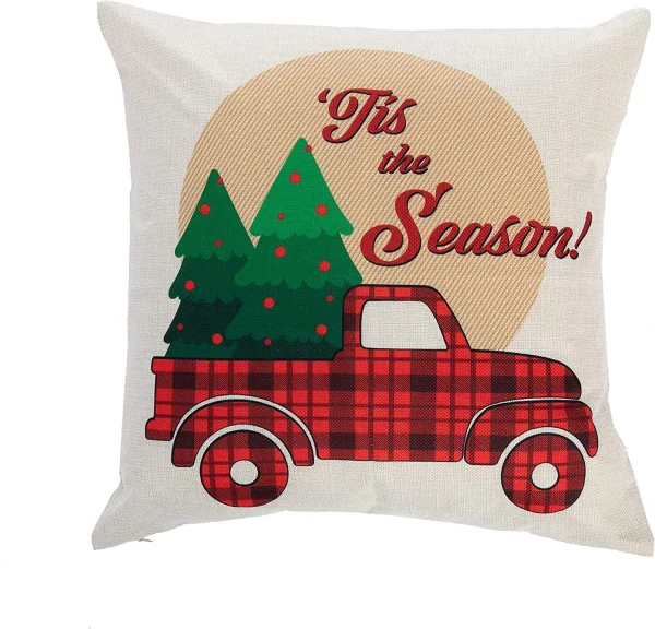 4pcs Red Plaid Pillow Covers