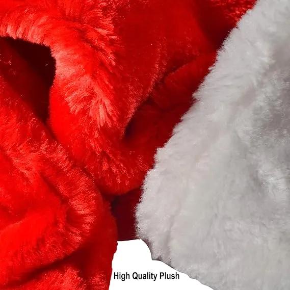 4pcs Red Velvet Christmas Santa Hat Plush