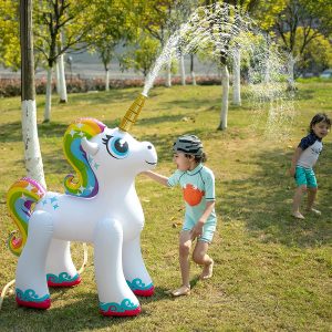 4 ft. Inflatable Rainbow Unicorn Yard Sprinkler (Green) – SLOOSH