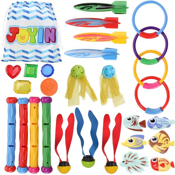 Colorful Diving Toys with Storage Bag, 28 Pcs