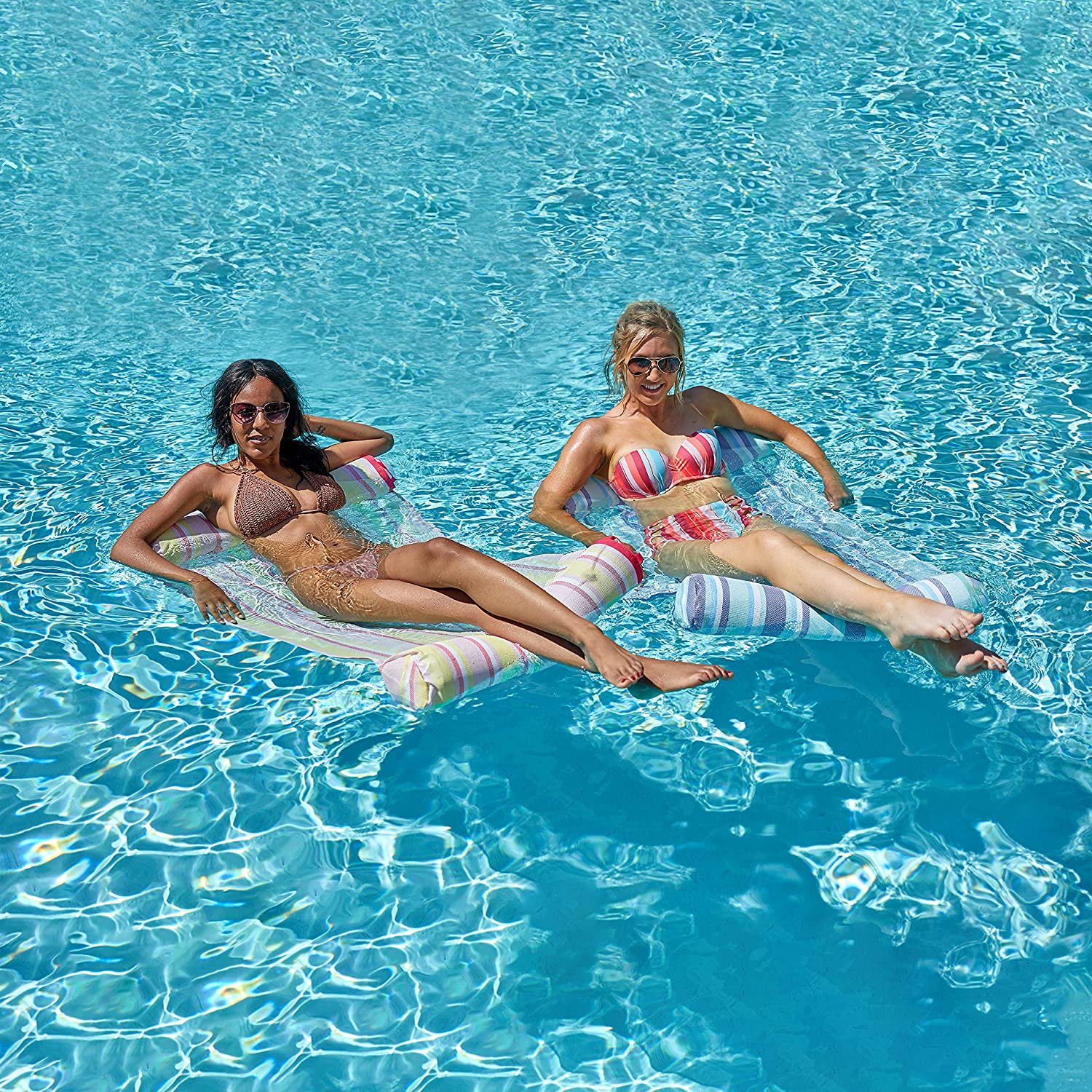 2 Sets Inflatable Hammock Swimming Pool Float Premium PVC (Blue, Yellow) – SLOOSH