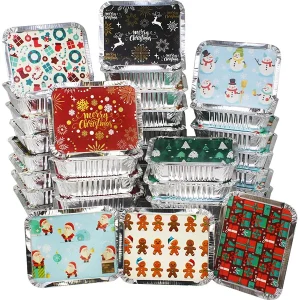 40pcs Christmas Foil Containers With Lid