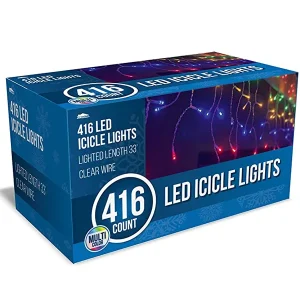 416 LED Multicolor Christmas Icicle Lights